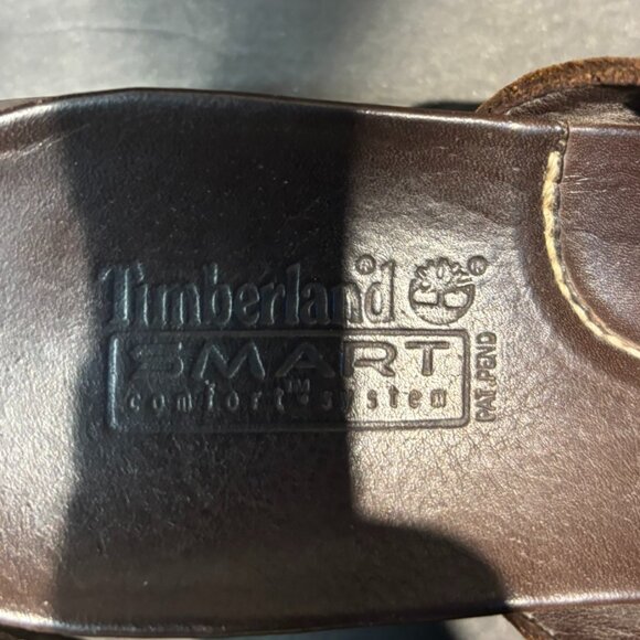 Timberland Smart Comfort Brown Leather Heeled Slide Sandals – Size 8 - Picture 4 of 8